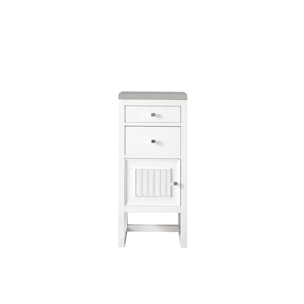 James Martin Vanities Athens 15in Base Cabinet w/ Drawers and Left Door, Glossy White w/ 3 CM Eternal Serena Top E645-B15L-GW-3ESR - main